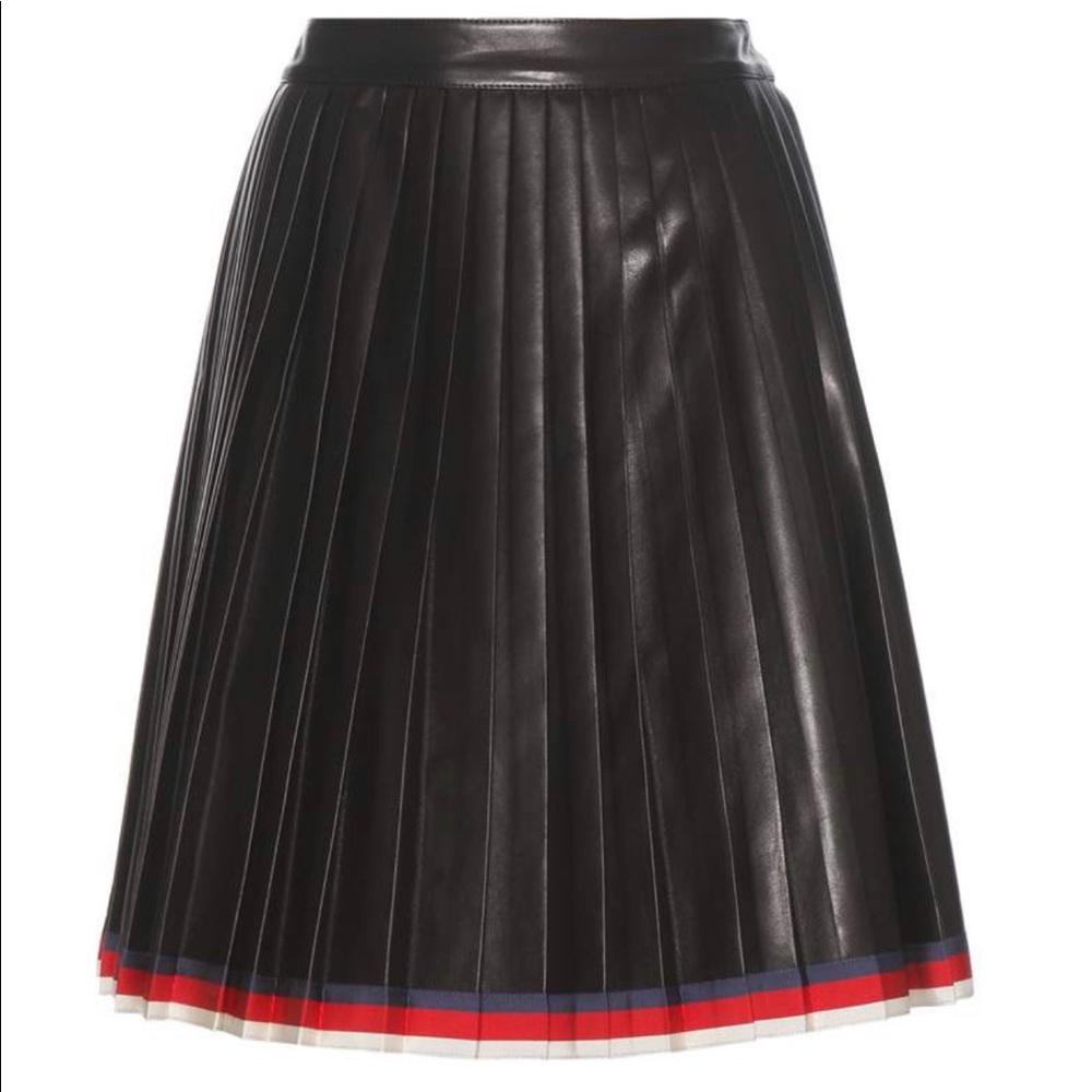 Gucci Pleated Leather Skirt